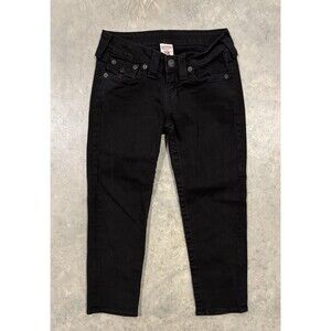 True Religion Jeans Women Sz 26 Black Skinny Crop Denim Pants Made In USA